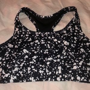 Fabletics Black and White splattered sports bra